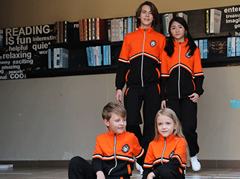 冬季運(yùn)動(dòng)中小學(xué)校服定做反光條新款拼色套裝